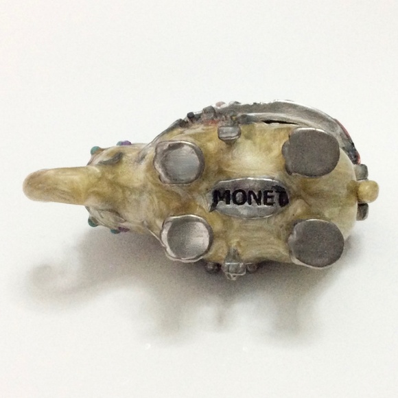 MONET Jeweled & Enameled Elephant Trinket Box w/Lid *TRUNK UP* + FREE BRACELET - Picture 10 of 14